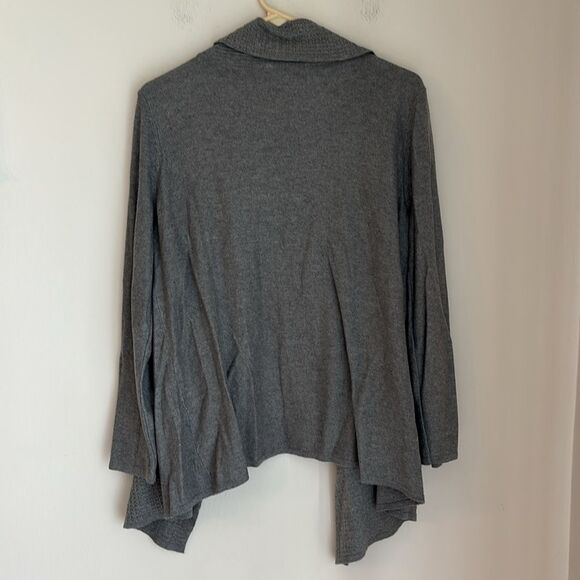 Soft Surroundings Women Miranda Cowl Neck gray cardigan wool Sweater large Petit - Picture 9 of 9